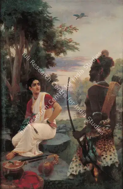 Raja Ravi Varma (Artist), Adaptation Of The Poem 'Veena Nu Mrug', 1898, Painting