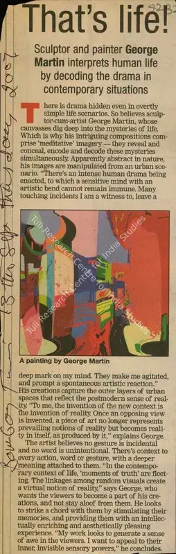 George Martin (Reporter), That's Life!, 2007, Newspaper Clipping
