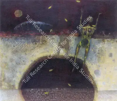Ganesh Pyne (Artist), The Fall, 1971, Painting