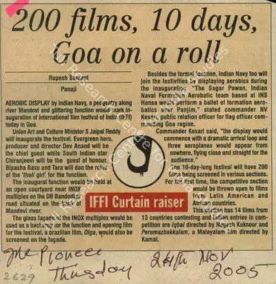 Rupesh Samant (Reporter), 200 Film, 10 Days, Goa On a Roll, 2005, Newspaper Clipping