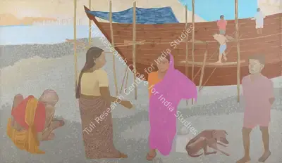 Patel, Gieve (Artist). Shipbuilding in Mumbai, 2005 | Painting, Sa.Del/08.09.16, 2016 · Saffronart