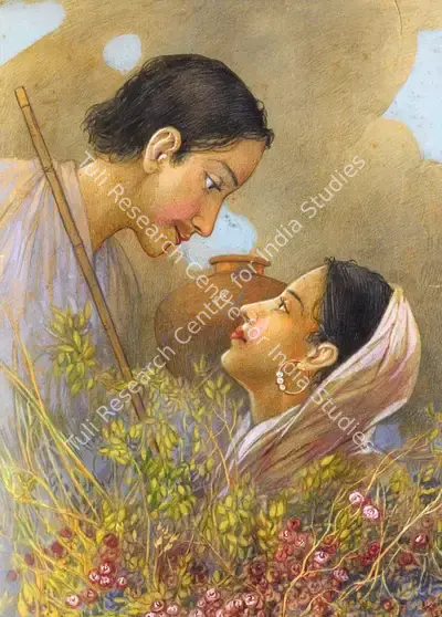Ustad Allah Bukhsh (Artist), Sohni And Mahinwal, Painting