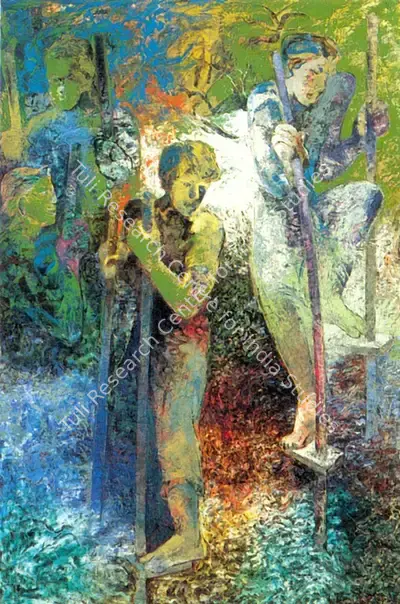 Deepak Shinde (Artist), Walking Tall, 1993, Painting
