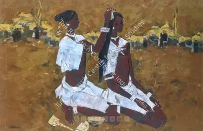 A.A. Almelkar (Artist), Two Women, 1965, Painting