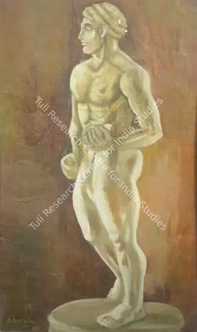 Jehangir Sabavala (Artist), Standing Male Nude, 1948, Painting