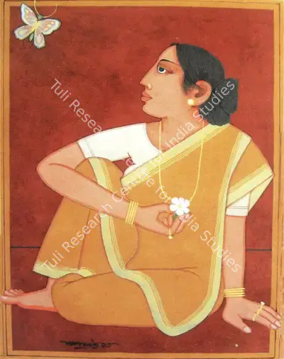 Lalu Prasad Shaw (Artist), Looking at Butterfly, 2003, Painting