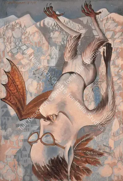 Ratan Parimoo (Artist), Self Portrait as Icarus Transformed II, 1975, Painting