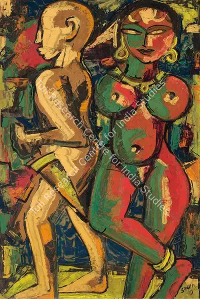 F.N. Souza (Artist), The Jealous Lover, 1949, Painting