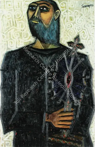 F.N. Souza (Artist), Man With Monstrance, 1953, Painting