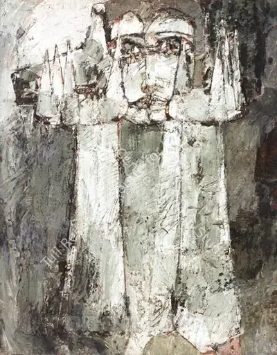 Jamil Naqsh (Artist), Woman With Pigeon In Hands, 1958, Painting