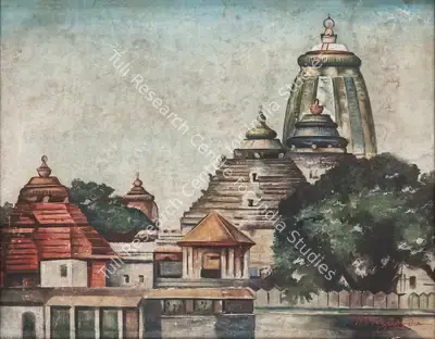Hemendranath Mazumdar (Artist), Landscape of Old Puri Jagannath Temple, Painting