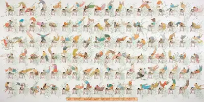 N.S. Harsha (Artist), We Don't Know Why We Are Stitching Plants, 2009, Painting