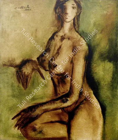 B. Vithal (Artist), Seated Female Nude, 1966, Painting
