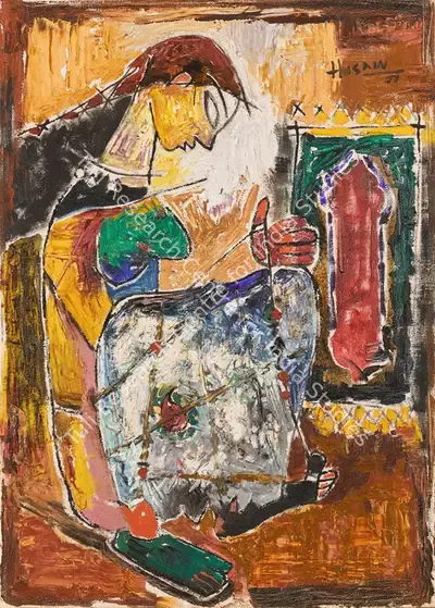 M.F.&nbsp;Husain (Artist), Untitled (Beads), 1951, Painting