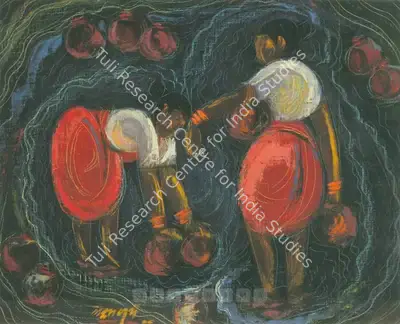 Pai, Laxman (Artist). Water Carriers. Oil on board, 1948 | Painting  | 00877737