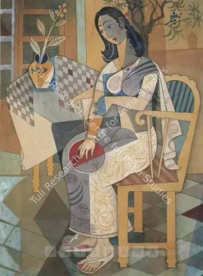 Bhatt, Jyoti (Artist). Woman. Gouache on paper, 1954 | Painting | FineArts | 00600817