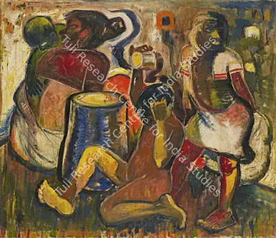 M.F.&nbsp;Husain (Artist), Morning Bath (Snaan), 1945, Painting