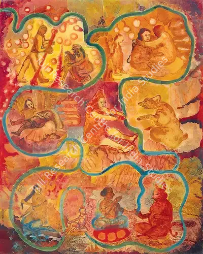 Nalini Malani (Artist), And Quietly Flows The River - Living In Alicetime, 2005, Painting
