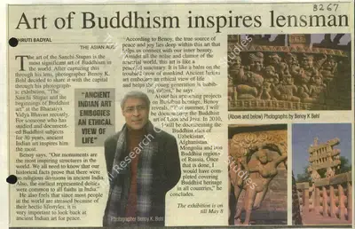 Shruti Badyal (Reporter), Art of Buddhism Inspires Lensman, 2009, Newspaper Clipping