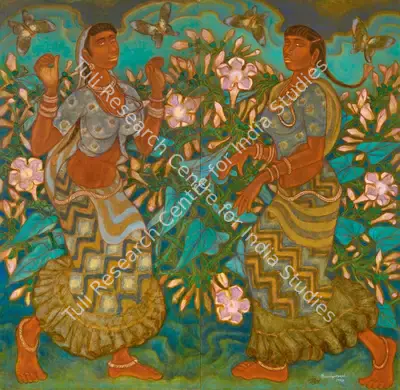A. Ramachandran (Artist), Dancing Girls (Dance Of Monsoon), 2003, Painting