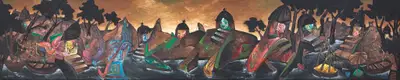 Manu Parekh (Artist), Banaras at Dawn, 2005, Painting