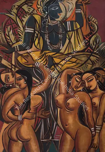 Keyt, George (Artist). Gopika Vastra Paharana. Oil on canvas, 1952 | Painting | FineArts | 00645552