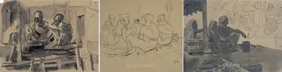 Sailoz Mookherjea (Artist), Market Sense Series, 1949, Painting