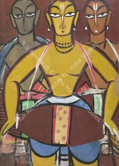 Jamini Roy (Artist), Untitled (Drummer), 1940, Painting