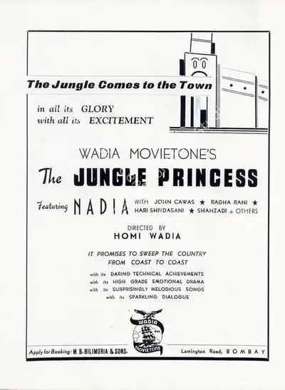 Homi Wadia (Director), Jungle Princess, 1942, Advertisement