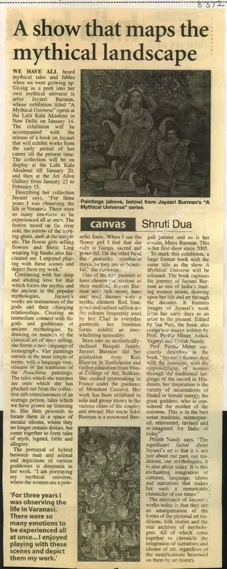 Shruti Dua (Reporter), A Show that Maps the Mythical Landscape, 2010, Newspaper Clipping