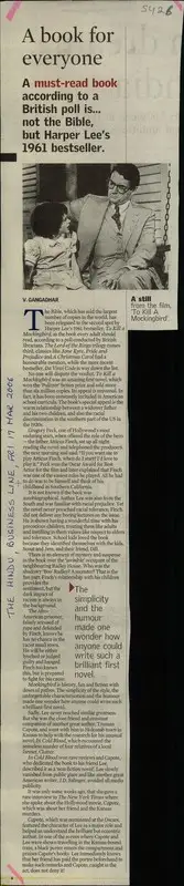 V. Gangadhar (Reporter), A Book for Everyone, 2006, Newspaper Clipping
