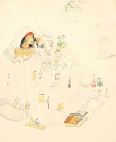 Chughtai, M.A.R. (Artist). Untitled (Vision of the Poet), n.d. | Painting, Ch.Lon/26.05.16, 2016 · Christie's