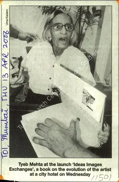 Uma Kadam (Writer), Tyeb Mehta at the Launch, 2006, Newspaper clipping