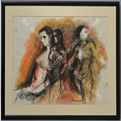 Damayanti (Artist), Three female nudes, 1995, Drawing
