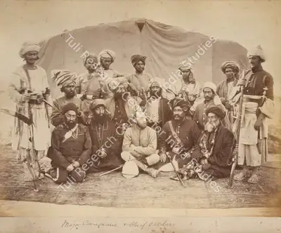 John Burke (Photographer), Major Cavagnarie and Chief sardars, 1878, Antiquarian Photograph
