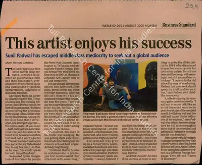Aarti Menon Carroll (Reporter), This Artist Enjoys his Success, 2005, Newspaper Clipping