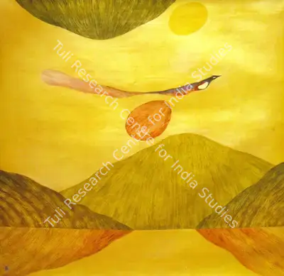 J. Swaminathan (Artist), Bird And Mountain, Painting