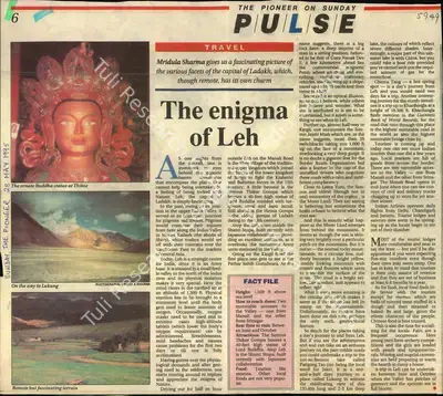 Mridula Sharma (Reporter), The Enigma of Leh, 1995, Newspaper Clipping