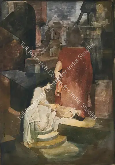 Ganesh Pyne (Artist), Raktakarabi, 1957, Painting