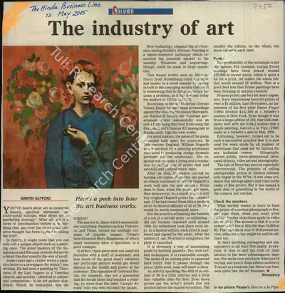 Martin Gayford (Reporter), The Industry of Art, 2005, Newspaper Clipping