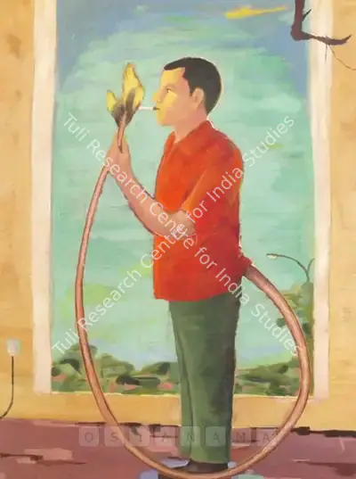 K.P. Reji (Artist), When The Tail Gets Burnd, 2003, Painting