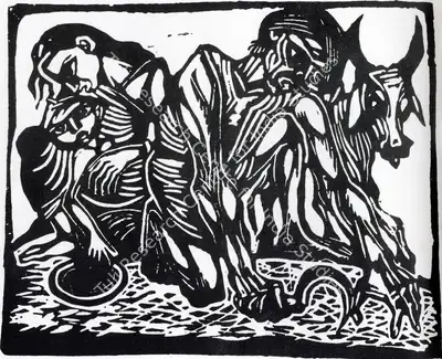 Chittaprosad (Artist), Starving Peasants, Painting