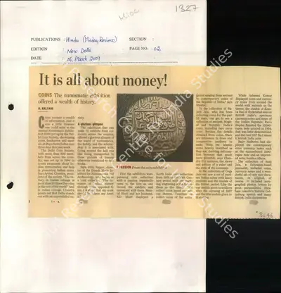 N. Kalyani (Reporter), It is all about Money, 2009, Newspaper Clipping
