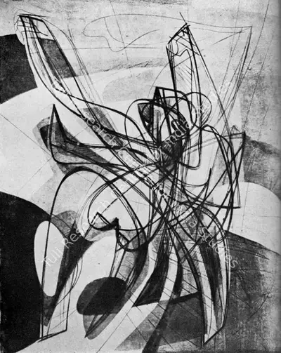 S.W. Hayter (Artist), Anges Luttants, 1950, Painting