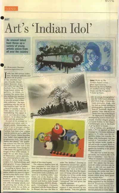 Himanshu Bhagat (Reporter), Art's 'Indian Idol', 2010, Newspaper Clipping