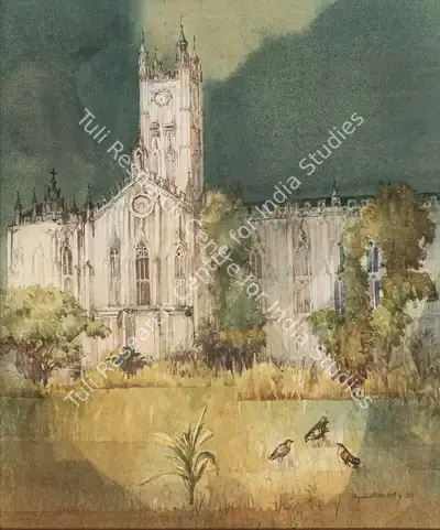 Shyamal Dutta Ray (Artist), Cathedral, 1983, Painting