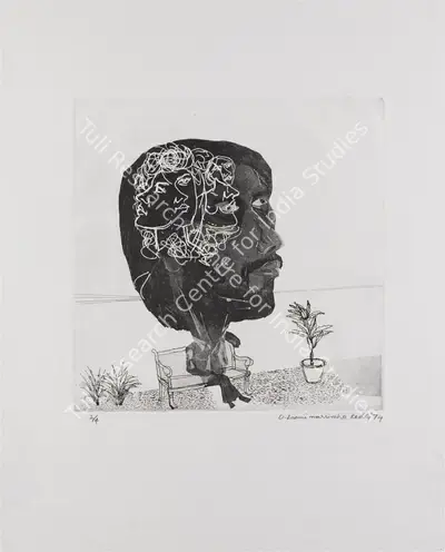 D.L.N. Reddy (Artist), Untitled (Seated Figure), 1974, Graphic Art