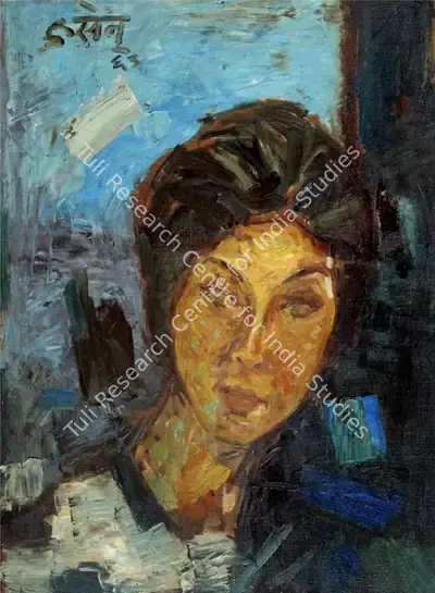 M.F. Husain (Artist), Untitled (Portrait of a Lady), 1963, Painting