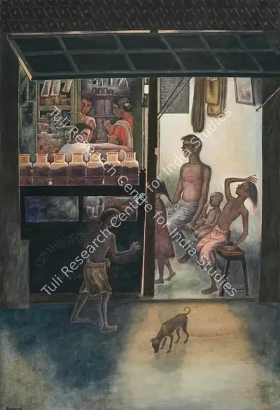 D.K. Dev Burman (Artist), Neighbourhood Shop, 1968, Painting