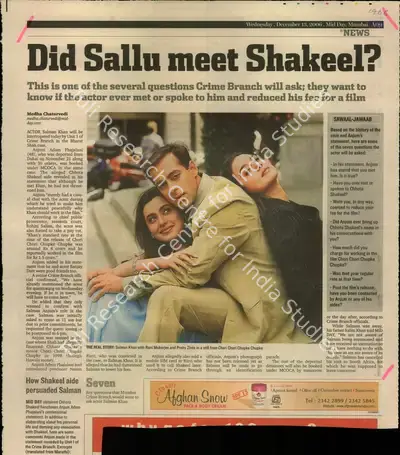 Medha Chaturvedi (Reporter), Did Sallu meet Shakeel?, 2006, Newspaper Clipping